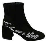 Dolce & Gabbana Black Suede L'Amore E'Bellezza Boots Shoes -   -  Dolce & Gabbana.